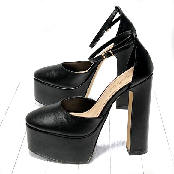 Shoes | New Black Mary Jane Platform Chunky Heel Pumps | Poshmark